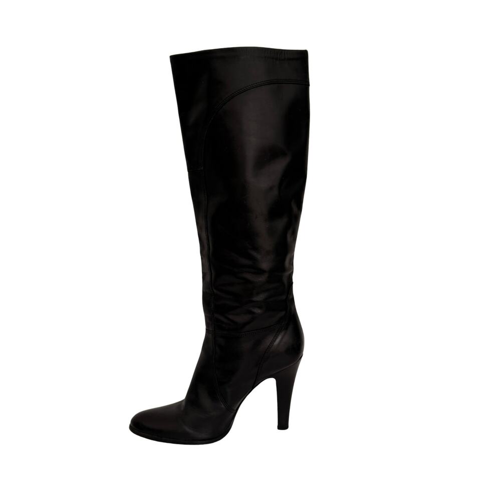 Vintage Y2K Miss Sixty Black Leather Knee High Boots Size 38 7.5 Heeled
